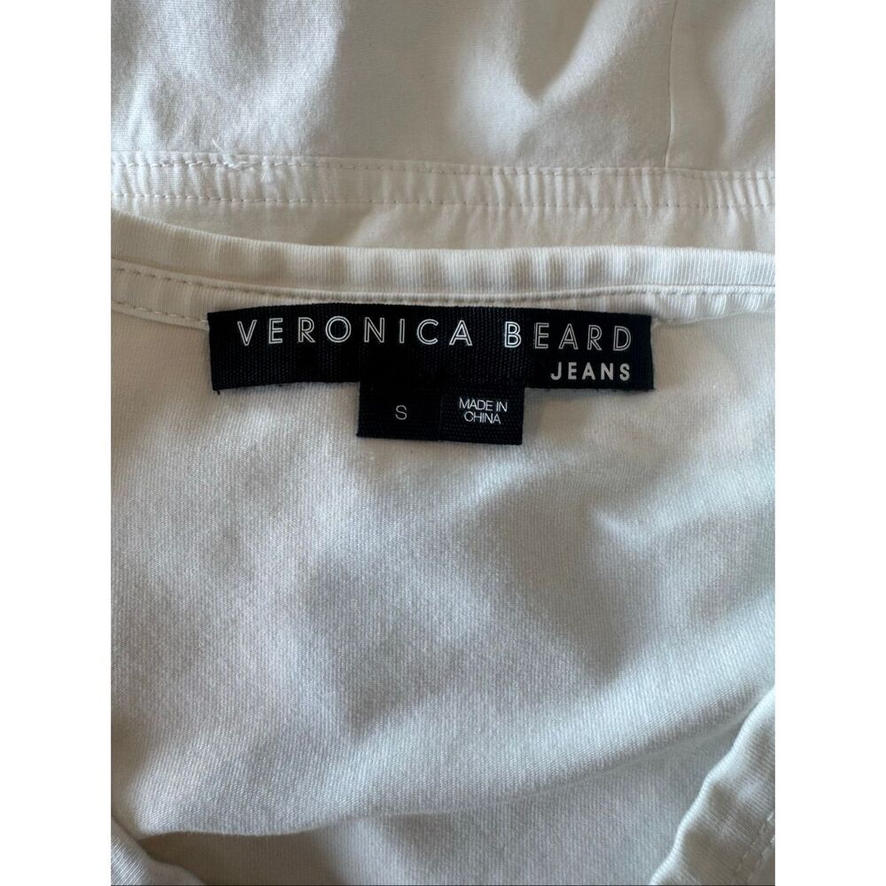 Veronica Beard White Mixed Media T-Shirt Ruffle Dress Small Asymmetrical Casual - Picture 7 of 8
